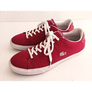 Lacoste Graduate Red Canvas Low Top Sneaker Men's US 11